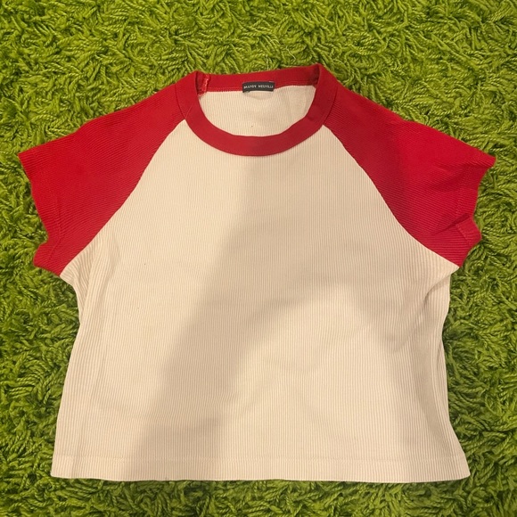 Brandy Melville Tops - Cropped Brandy Red Baseball Tee